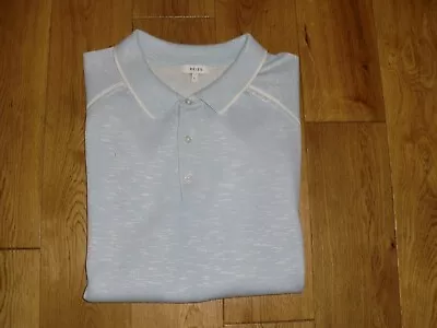 £9.99 • Buy Mens Reiss 'easton' Light Blue Fleck S/s Knitted Style Polo Shirt Large Excond!!