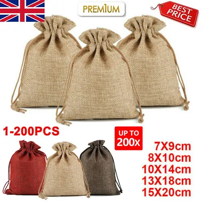 £0.99 • Buy Hessian Drawstring Gift Bags Fabric Linen Christmas Pouch Wedding Party Favours