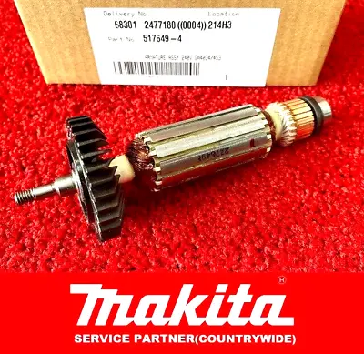 GENUINE MAKITA ARMATURE 240V 517649-4 Fits GA4034 GA4534 GA5034 PJ7000 GA4530 • £25.86