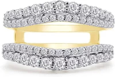 1CT Moissanite Diamond Ring Double Row Pave Set Curved Sterling Silver Ring Gift • $167.89
