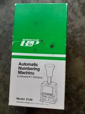Vintage B&P  Automatic Numbering Machine 6 Wheels 7 Actions Model X188 • $19.99