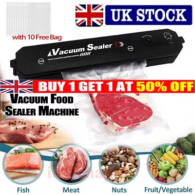 Vacuum Food Sealer Automatic Manual Sealer Dry.Wet Pack Machine With 60/110 Bags • £4.87