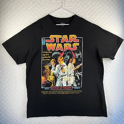 Vintage Style Star Wars Return Of The Jedi Movie Poster Mens T-shirt 3XL Black • $15