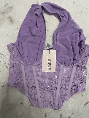 Missguided Lilac Lace Corset Crop Top Size 8 RRP £25 • £4.50