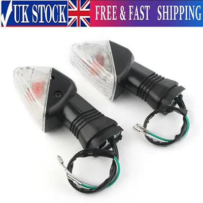 2x Turn Signal Indicator Lights Clear Fit Kawasaki Ninja ZX-6R ZX-10R Z750 Z1000 • £13.86