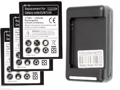 3 X Replacement Internal Battery And 1 Wall Charger For Samsung Galaxy Note 2 II • $33.01