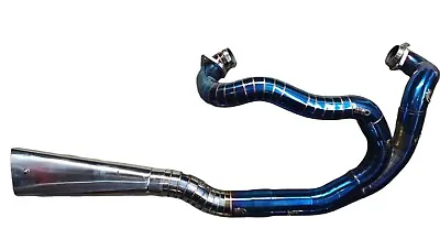$475 • Buy Exhaust Systems Blue & Silver Color 2 Into 1 Fits For Harley Davidson Vrod