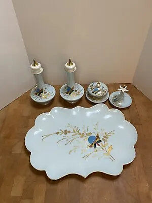 Antique Porcelain Limoges L&S Dresser Vanity Set Hand Painted Gorgeous! • $120