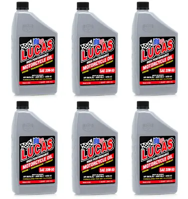 Lucas 10700 20W50 High Performance Motorcycle Oil; Case Of 6 - 1 Quart Bottles • $51.59