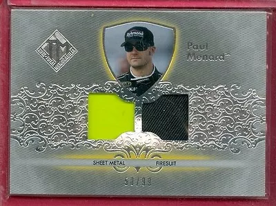 2012 PP TM NASCAR Paul Menard SP RACE-USED SHEET METAL/FIRESUIT CARD #d 50/99 • $9.95