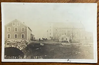 1913 Real Photo Postcard Fisherville Massachusetts 1832 Mill; Man On Horse • $29.99