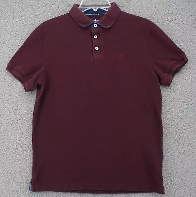 Hackett London Polo Shirt Men Medium Slim Fit Burgundy Red Short Sleeve Preppy • $16.17