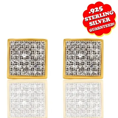 1/3 Ct Round White 14K Yellow Gold Plated Micro Pave Stud Earrgs With Srew Back • $176.17