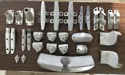 Vintage Aluminum Boat Hardware -29 Pieces-Cleats Chocks Railing Deck Mounts More • $239.29