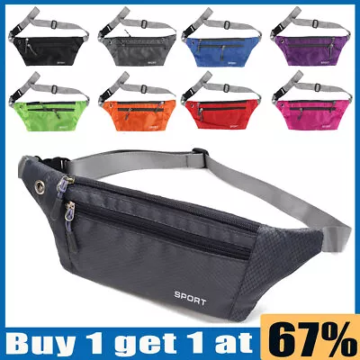 Men Women Waist Bum Bag Nylon Waterproof Fanny Pack Shoulder Money Belt Pouch • £3.28