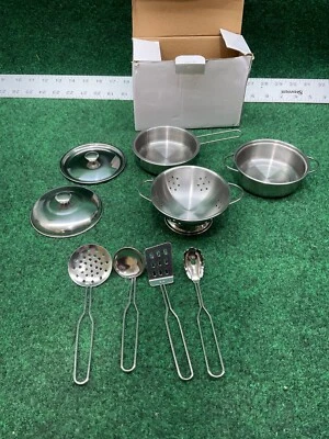 $21.58 • Buy Kitchen Playset For Kids Toys Metal Pots Pans Kitchen Cookware Utensils 9 Piece