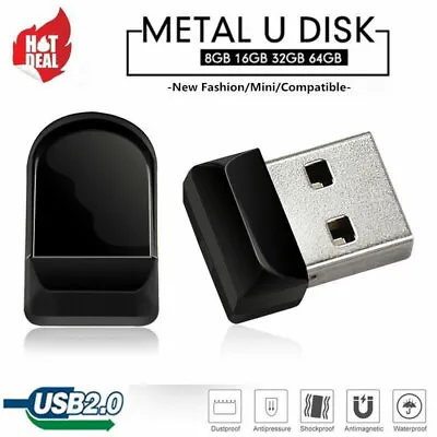 Mini Black USB 2.0 Flash Drive 64GB 32GB 16GB 8GB Memory Stick Thumb Pen Drive • £2.51