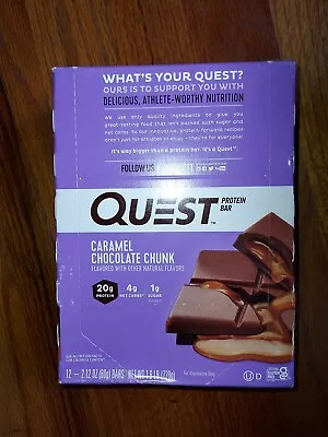 Quest Caramel Chocolate Chunk Protein Bars High Protein Low Carb 12 Ct • $21.99