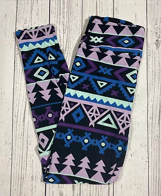 OS Lularoe Leggings Aztec Southwest Purole Blue Pink Black New Print NWT • $11.24