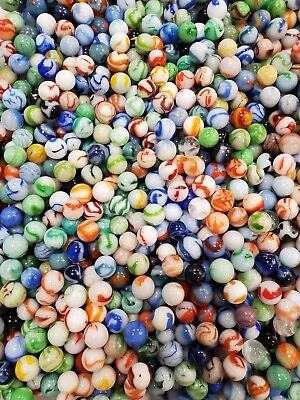 50 Vintage West Virginia Swirls Mixed Target Sized Glass Marbles For Collectors • $40