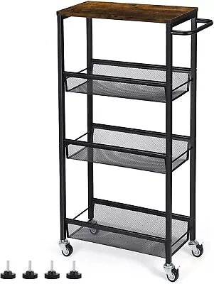 4 Tier Metal Rolling Utility Cart Storage Mobile Organizer Serving Cart Kitchen • $29.99