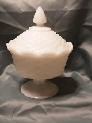 Vintage Large Milkglass Covered Pedestal Candy Dish • $15