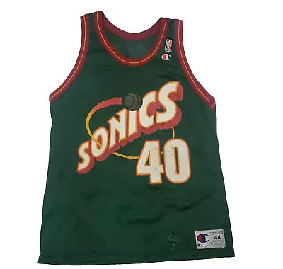$40.40 • Buy Vtg 90s Champion Seattle Sonics #40 Shawn Kemp Jersey Adult Size 44 NBA USA READ