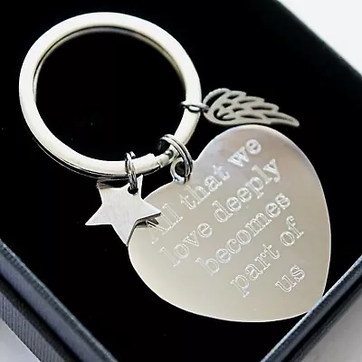 Personalised Engraved Heart Keyring Memorial Remembrance Keepsake Gifts Freepost • £9.95