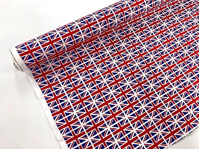 Union Jack Cotton Fabric British Poplin Material For Party Decor Tablecloth • £4.50