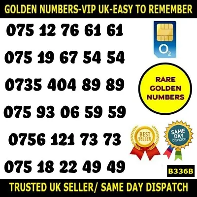 £3.95 • Buy Golden Numbers Rare VIP O2 Best UK SIMS -Easy To Remember Unique Numbers - B336B