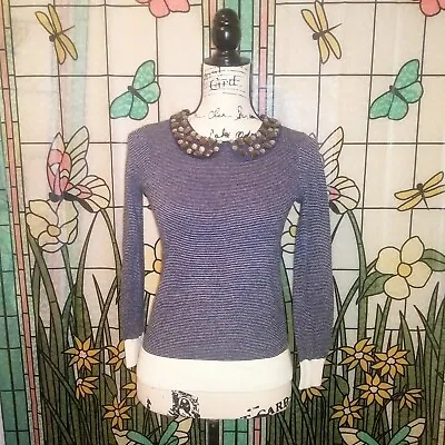 J Crew Factory Women's Size XXS Bejeweled Peter Pan Collar LS Shirt 2XS • $17