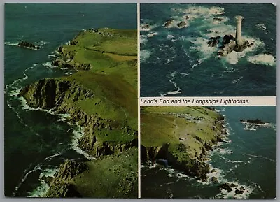 Land's End And The Longships Lighthouse England Multiview Postcard • £5