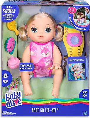 Baby Alive Baby Go Bye Bye Interactive Talking Crawling Doll Blonde 25+ Sounds • $189