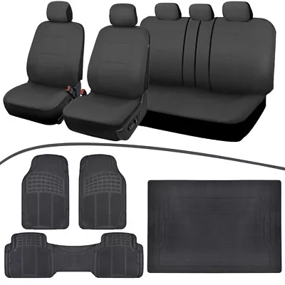 $49.50 • Buy Universal Car Seat Cover, Rubber Floor Mats, Trunk Cargo Liner Charcoal/Black
