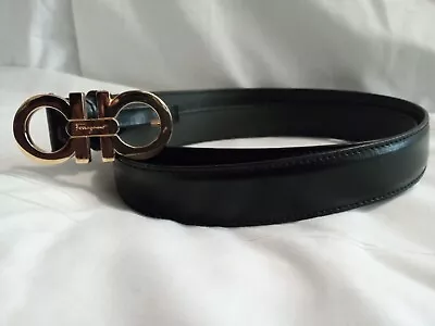 £95.73 • Buy Vintage Salvatore Ferragamo Leather Belt, Gold-Toned, Made In Italy, 37 