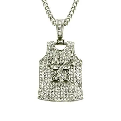 23 Chicago Bulls Michael Jordan NBA Jersey Necklace - Silver Colored - Rhineston • $14.99