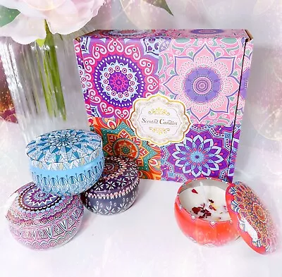 4pcs Bohemian Natural Soy Wax & Fragrance Scented Candle Gift Set • £9.99