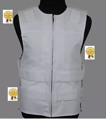 Unisex White CORDURA® Fabric - Bulletproof Style Motorcycle Vest B# 81 • $44.72