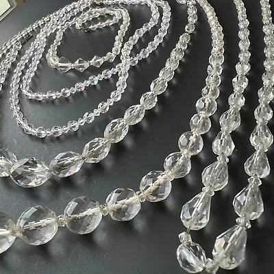 Vintage Czech Glass Crystal Beaded Necklace Lot Deco Retro Mid Century Nice A758 • $1.25