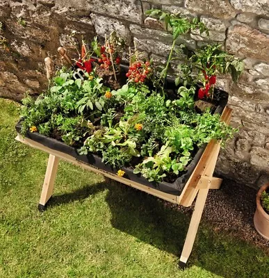 T&M Garden Grow Raised Large Wooden Planter With Liner Gift Flower & Veggie 1 X • £114.99