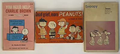 Charlie Brown Peanuts Snoopy Vintage Book Lot - 3 Early Books By Charles Schulz • $8.97