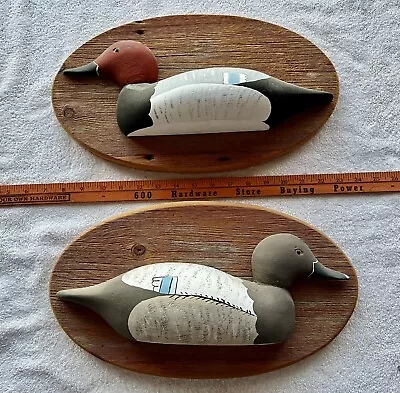 PAIR Of MASON STYLE REDHEAD Decoy Wall Plaques Hand Carved And Painted • $449.95