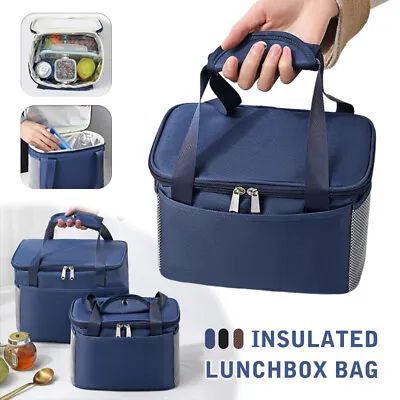 Women Men Lunch Bag Box Insulated Tote Cooler For Adults Hot Cold Food Thermal • £11.38
