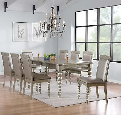 Hamlin 9-Piece Dining Room Set Table With Butterfly Leaf & 8 Chairs Champagne • $1125.99