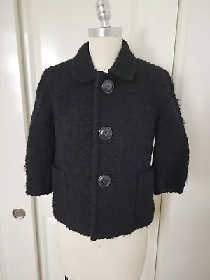 J Crew Black Jacket Wool Blend Button Size 0 • $15