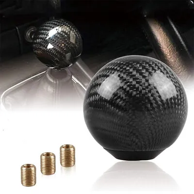 Round Ball Shape Black Carbon Fiber Car Gear Shift Knob Stick Shifter Lever • $13.99