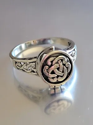 925 Sterling Silver Celtic Knot Poison Ring Silver Irish Celtic Pillbox Ring • $25.95