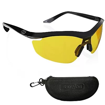RayZor Black Sports Wrap Sunglasses Uv400 Light Enhancing Yellow Lens RRP£49 (61 • £14.49