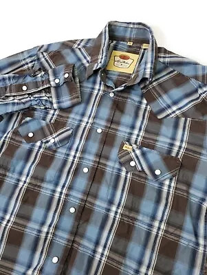 Larry Mahan Cowboy Collection Mens Shirt Pearl Snap Blue Medium  • $17