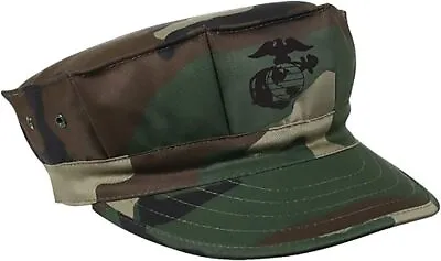 GI USMC Marine EGA Woodland Camo 8 Point Utility Hat Cap USA • $14.99